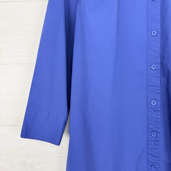 Universal Standard Cotton Poplin Shirt Dress M 18-20 Long Sleeves Blue Preppy - Picture 4 of 15